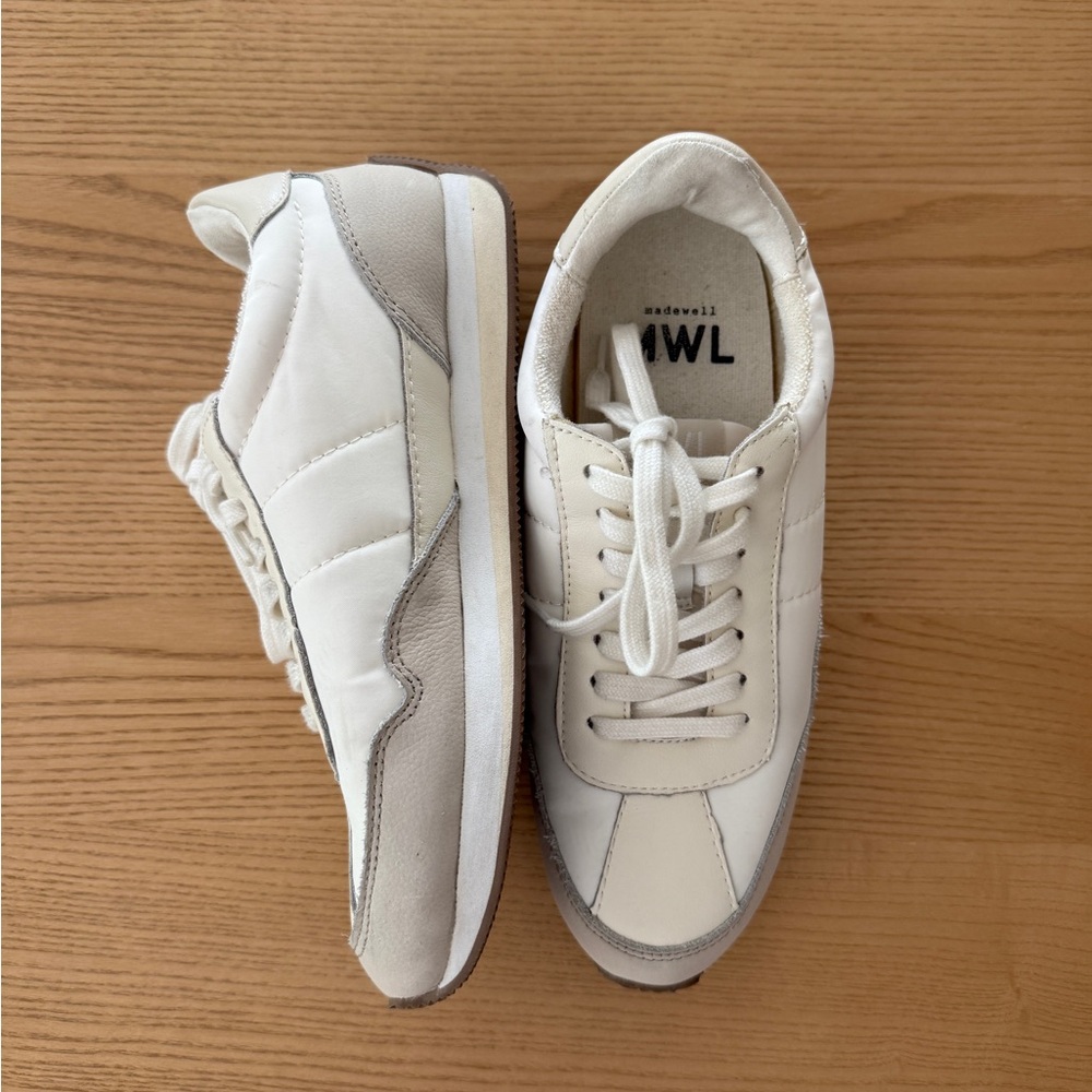 Madewell Ivory and Taupe Retro Runner Sneakers